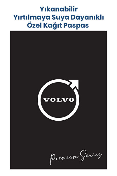BALKAN AMBALAJ Suya Dayanıklı Yıkanabilir Volvo Oto Paspas Kağıdı Siyah Gümüş Baskı 50 Adet - 35x50cm - Kalın