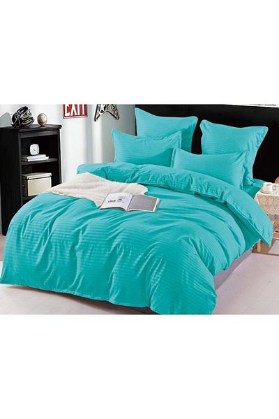 OEM Lenjerie de pat dublu, Sonia-Home, Finet tip Damasc, Uni, 6 piese, 2 persoane, 220x240cm, Turcoaz De