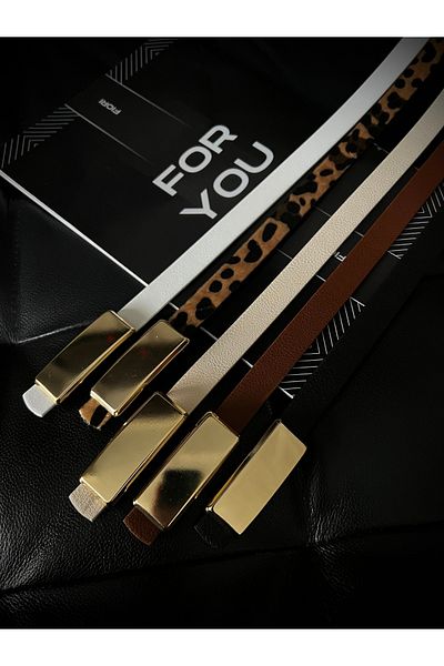 FioriModa Rectangular Buckle Thin Women's Belt, Coat Belt, Shirt Belt, Dress Belt