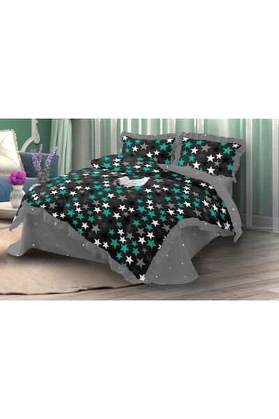 OEM Double Bedding Set, Spring, Finet, 4 Pieces, Star Print, 230x250 cm