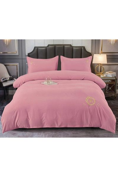 Pucioasa Luxury Double Bed Sheet Set, Pucioasa, Embroidered M3 Model, Finet, 4 Pieces, Pink
