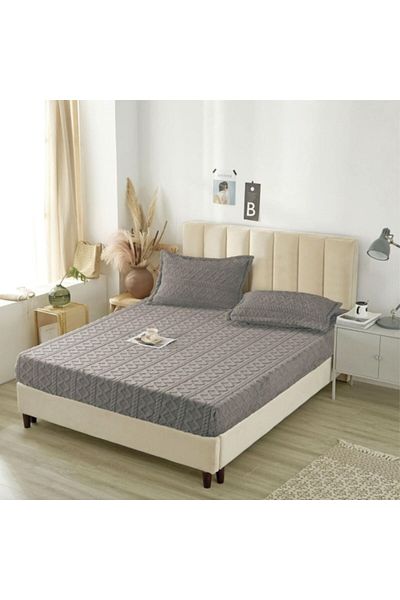 OEM Husa si 2 fete perna, Cocolino, Sherpa Throw, Tricot, 3 Piese, 180x200cm, Gri Inchis