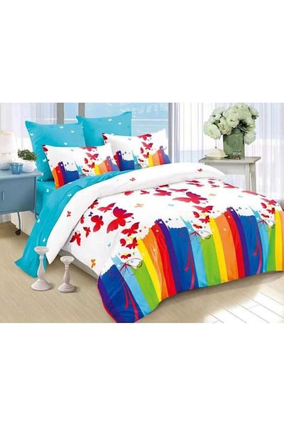 OEM Double Bed Linen, Spring, Finet, 6 Pieces, Rainbow Pattern, 230x250cm