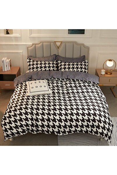 JOJO HOME Bed linen, Jojo Home, checkered print, 6 pieces, 2 persons, 245x250cm, Finet Superior, White-Grey