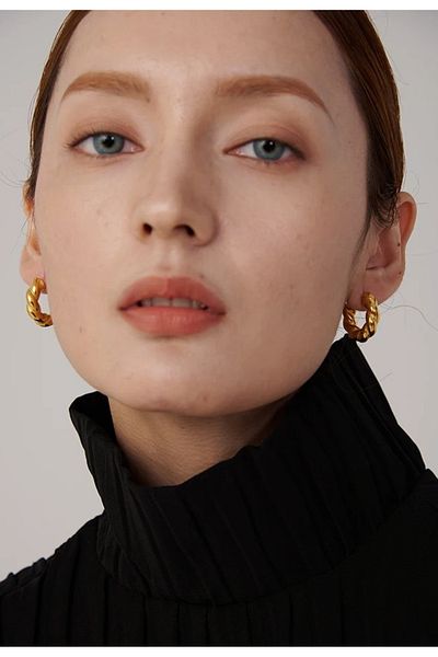 Eva Grace Nira earrings, gold, round, made of stainless steel