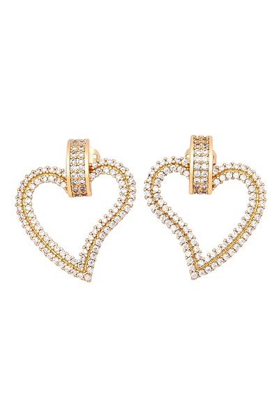 Eva Grace Blanche earrings, gold, with zirconia, heart-shaped - Boheme Collection