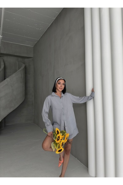 OUZ Fashion Women's Linen Shirt and Shorts Two-Piece Set