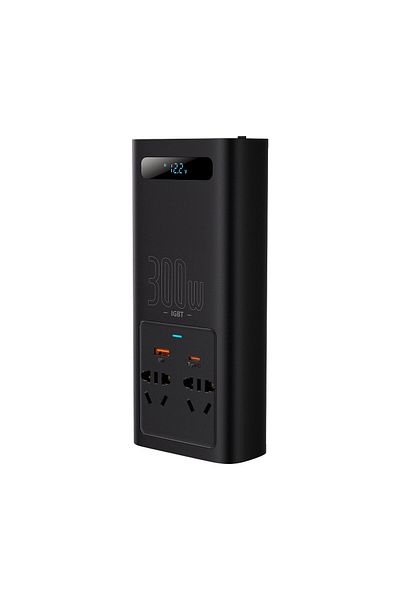 Baseus Convertor de tensiune auto 12V - 220V IGBT 300W (ștecher CN/EU) negru