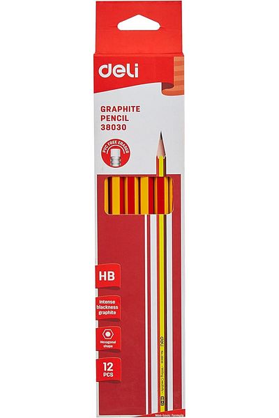Deli Graphite Pencil with Non-Toxic PVC-Free Eraser