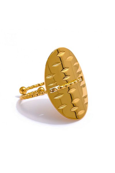 Eva Grace Aila ring, gold, made of 18K gold-plated stainless steel, oval shape, adjustable