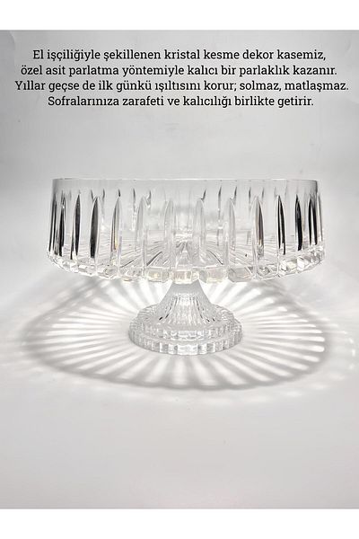 Akden Kristal Crystal Decor Handworked Elegant Glass Bowl