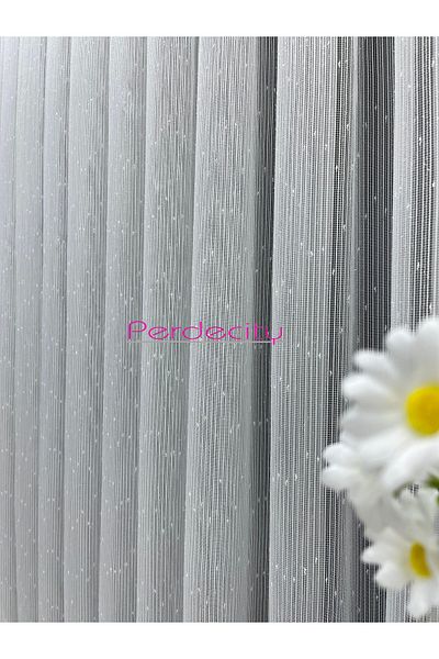 PERDECITY Striped Glitter Pompom Tulle Curtain 1X3 Tight Pile Ironing Not Ask Fit for Any Room