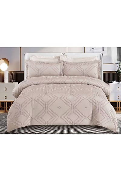 OEM Set pat dublu, Sonia-Home, bumbac egiptean, Uni, M3, 6 piese, 2 persoane, 220x240cm, Cappuccino
