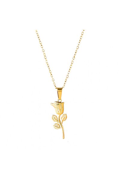 Eva Grace Myrtle necklace, gold, stainless steel, with rose pendant
