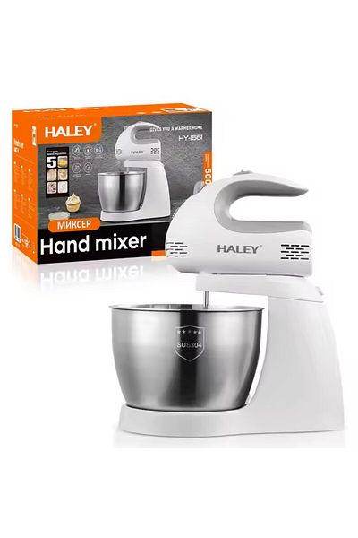 HALEY Mixer de înaltă performanță, 500W, bol generos din oțel inoxidabil de 3L, 5 setări de viteză