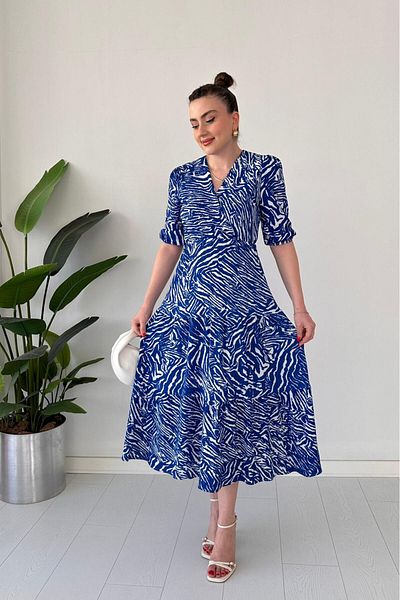 MaziButik Zebra Wrap Dress Blue