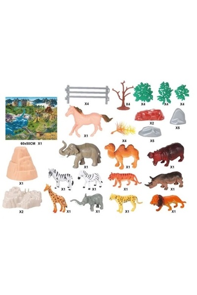 divendi-ro Joc educativ cu tablă și 50 de animale sălbatice, multicolor