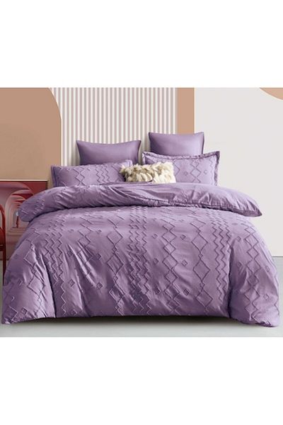 Pucioasa Double Bed Sheet, Velvet Jacquard Grofat Lux M3, Pucioasa, 6 pieces, Uni, 245x250cm, Purple