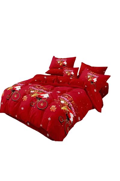 OEM Christmas Bedding Set, Finet, 6 Pieces, 230x250cm, Multicolor, Santa Claus on a Bike