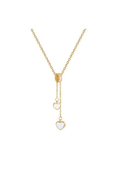 Eva Grace Jada necklace, gold, made of stainless steel, decorated with zirconia, with heart pendant