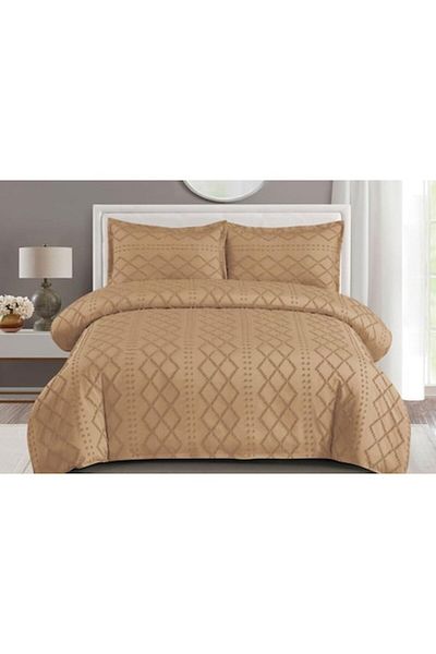 OEM Lenjerie de pat, Grofat M3, Uni, 4 piese, 2 persoane, 230x250cm, Cappuccino