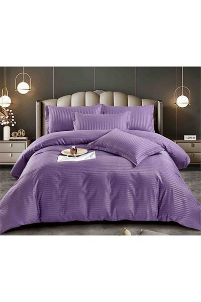 JOJO HOME Double Bed Sheet Set, Jojo Home, Damask, 4 Pieces, 1 Person, 155x230cm, Purple