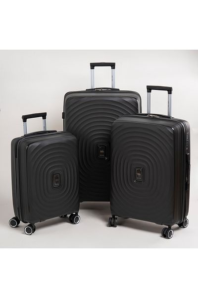 Travel Vision durable PP 3 pcs luggage set, black