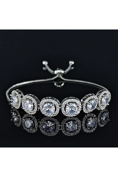 Eva Grace Latasha bracelet, silver, adjustable, decorated with zirconia - Celebration Collection