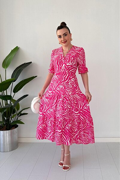 MaziButik Zebra Wrap Dress Pink