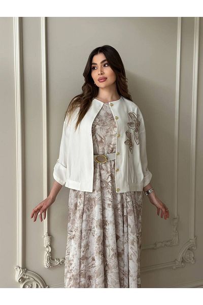 My twins Ewas Design Midi Length Belted Tulle Dress Jacket Women's Double Suit
