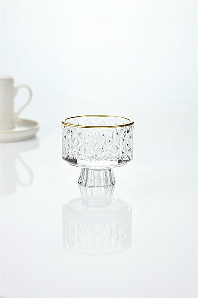 Wow Home 6 Pieces Gold Gilded Glass Coffee Side Standing Turkish Delight Set