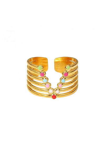 Eva Grace Alena ring, gold, stainless steel, V-shaped, adjustable