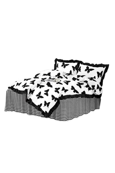 OEM Double Bedding Set, Ruffled Sheet, Spring Design, Finet, 4 Pieces, For 2 People, Butterfly Print