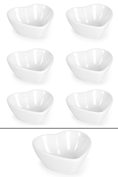 ALBETTO 6'lı Porselen Mini Kase Seti Kalp Model Çerezlik, Reçellik, Sosluk