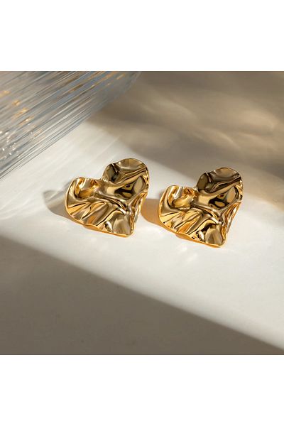 Eva Grace Anette gold-tone heart-shaped earrings made of 18K gold-plated stainless steel