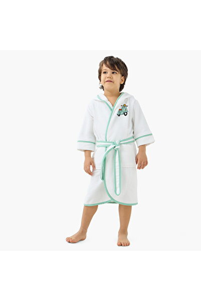 Juniors Scooter Detail Bathrobe with Tie-Up Belt