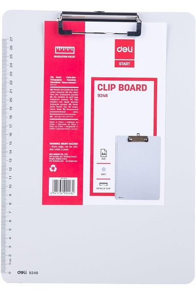 Deli Paper Clipboard, A4 Size, Grey
