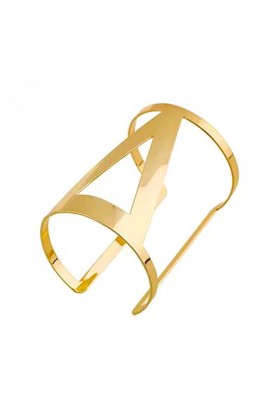 Eva Grace Alexia bracelet, gold, cuff type, adjustable, with geometric pattern