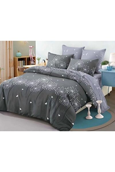 OEM Double Bed Linen, Spring, Finet, 6 Pieces, Dandelion Print, 230x250cm, Grey