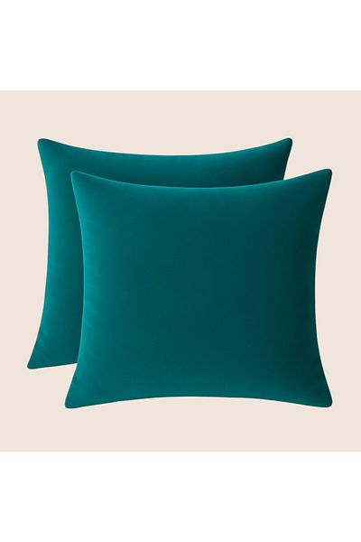 Harnicuta Set of 2 Turquoise Velvet Decorative Pillows 40x40 Cm, Pdp0315_40x40