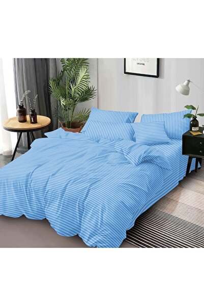 Pucioasa Double Bed Linen, Pucioasa, Damask, 6 Pieces, 245x250cm, Light Blue