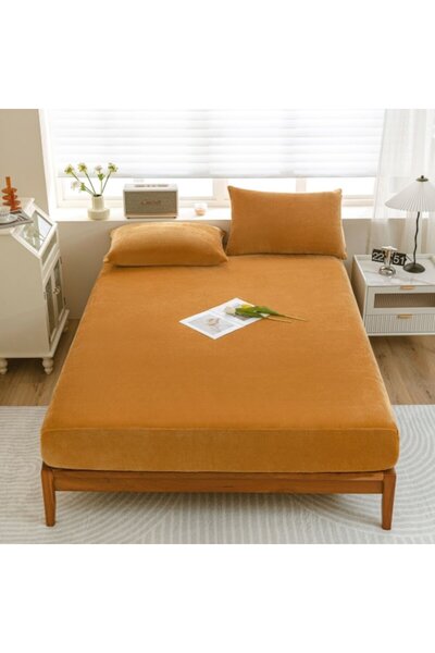 OEM Bed Cover and 2 Pillowcases, Velvet, Uni, 3 Pieces, 2 People, 180x200cm, Brick Red