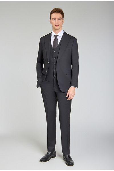 Bisse Swallow Collar, Double Slit, 6 Drop Gray Men's Suit
