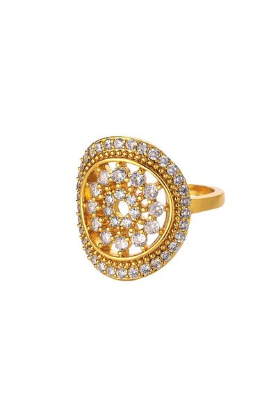 Eva Grace Edera ring, gold, with zirconia, made of stainless steel, adjustable