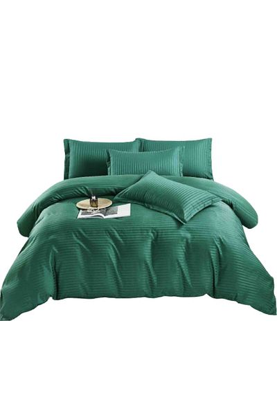 JOJO HOME Double Bed Linen, Jojo Home, Damask with Elastic, 6 Pieces, 2 Persons, 230x250cm, Emerald Green
