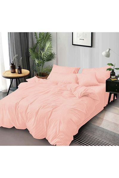 Pucioasa Double Bedding Set, Pucioasa, Damasc, 6 Pieces, 2 Persons, Uni, 245x250cm, Coral Pink