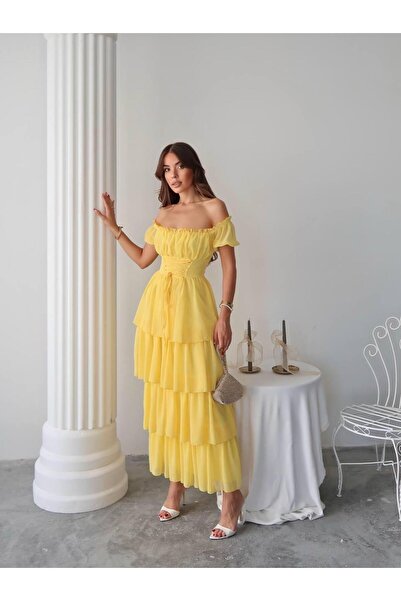 conconmoda Zuzu Straplez Şifon Uzun Elbise