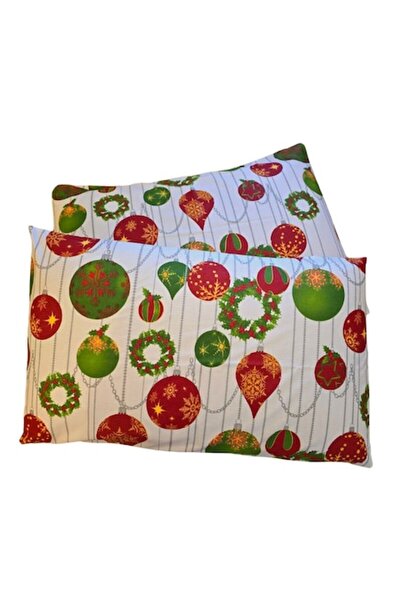 ARIALE Set 2 pillowcases Christmas Green Globes ARIALE, 50x70cm, cotton ranfo...