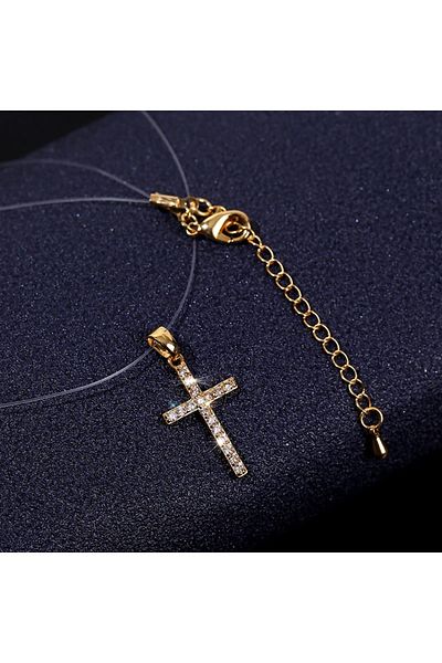 Eva Grace Stefani necklace, with transparent thread and gold cross pendant