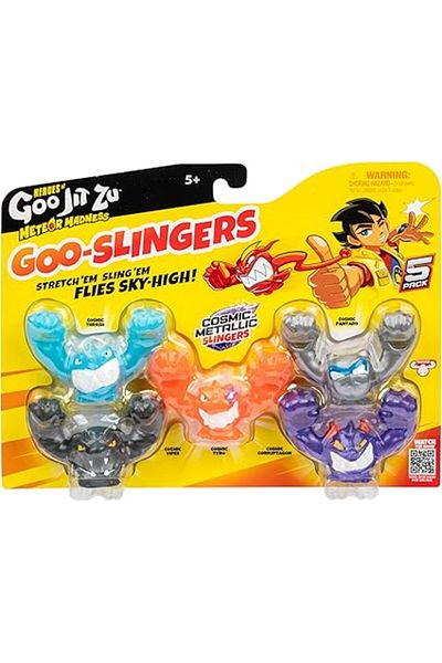 Heroes of Goo Jit Zu Goo Jit Zu S13 Meteor Madness Cosmic Goo Slingers 5-Pack | Stretchy Metallic Hero Set